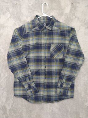 Under Armour Shirt Mens XL Gray Blue Plaid Flannel Loose Long Sleeve Button Up